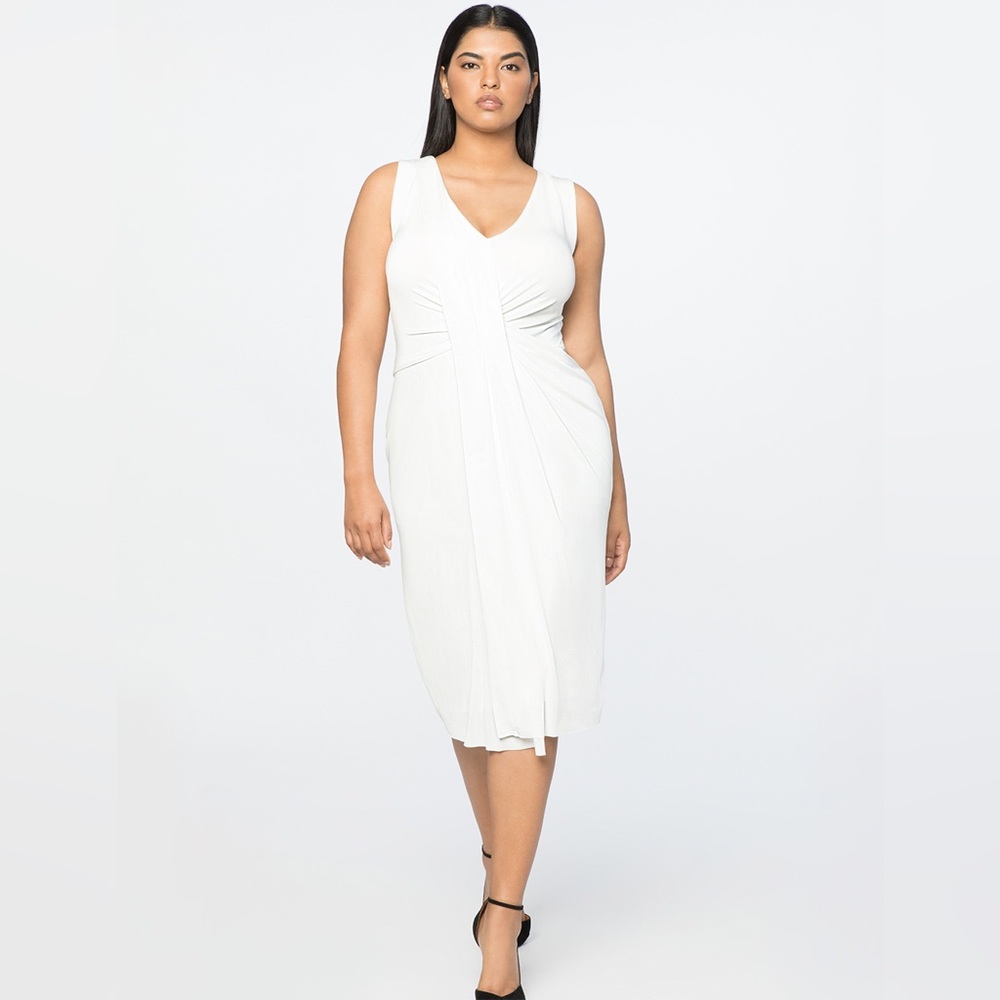 Jason Wu X ELOQUII Drape Front V-Neck Dress